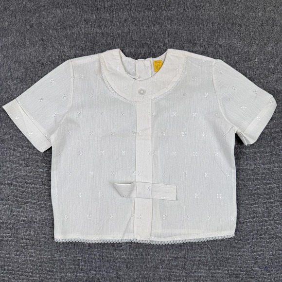 Vintage Polna Lee Shirt Womens 14 Short Sleeve Arnel Lace Blouse Sub-Teen 60s - Picture 3 of 8